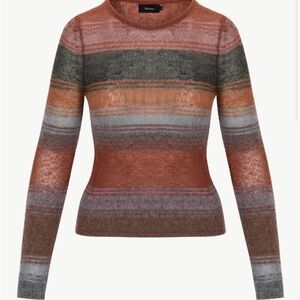 Reiss Striped Crewneck Sweater in Rust, Olive, Gray and Brown